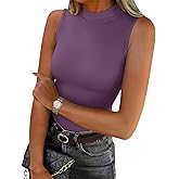 Zeagoo Womens Sleeveless Mock Turtleneck Tank Tops Slim Fit Stretch Ribbed Tops Casual Basic Layering Shirts 2026