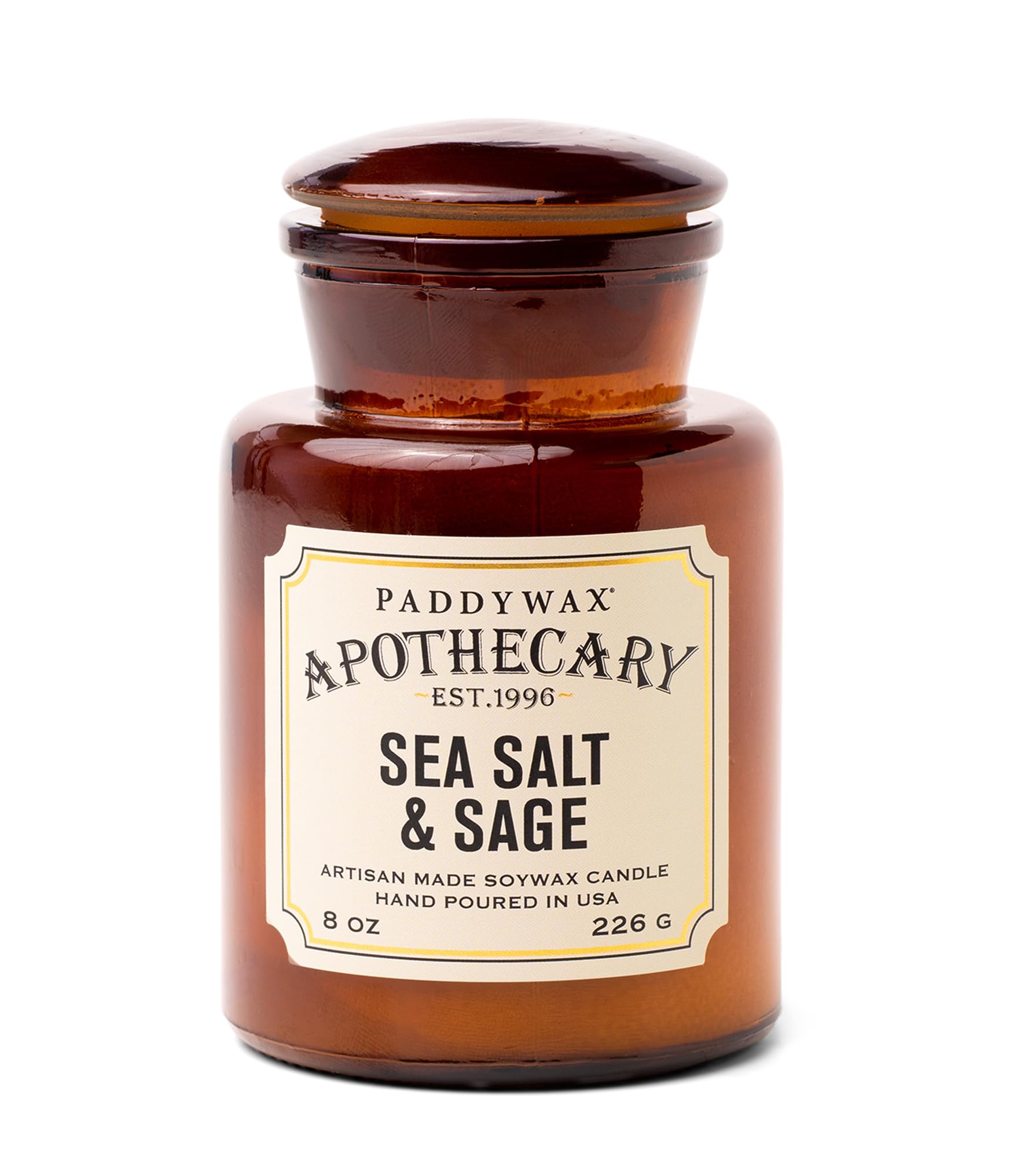 Paddywax Scented Candles Artisan Apothecary Candle, 226g, Sea Salt & Sage