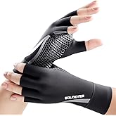 All-Around Copper Arthritis Gloves, Carpal Tunnel Pain Relief Gloves, Breathable & Anti-Slip Hand Compression Gloves for Rheumatoid, Tendonitis, Swelling, Fingerless Gloves Fit Men & Women 9.4"-10.1"