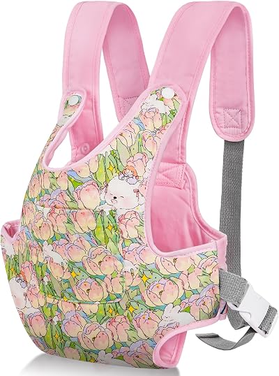 Aolso Baby Doll Carrier 14-18in Front Back Adjustable Cotton Pink Flower