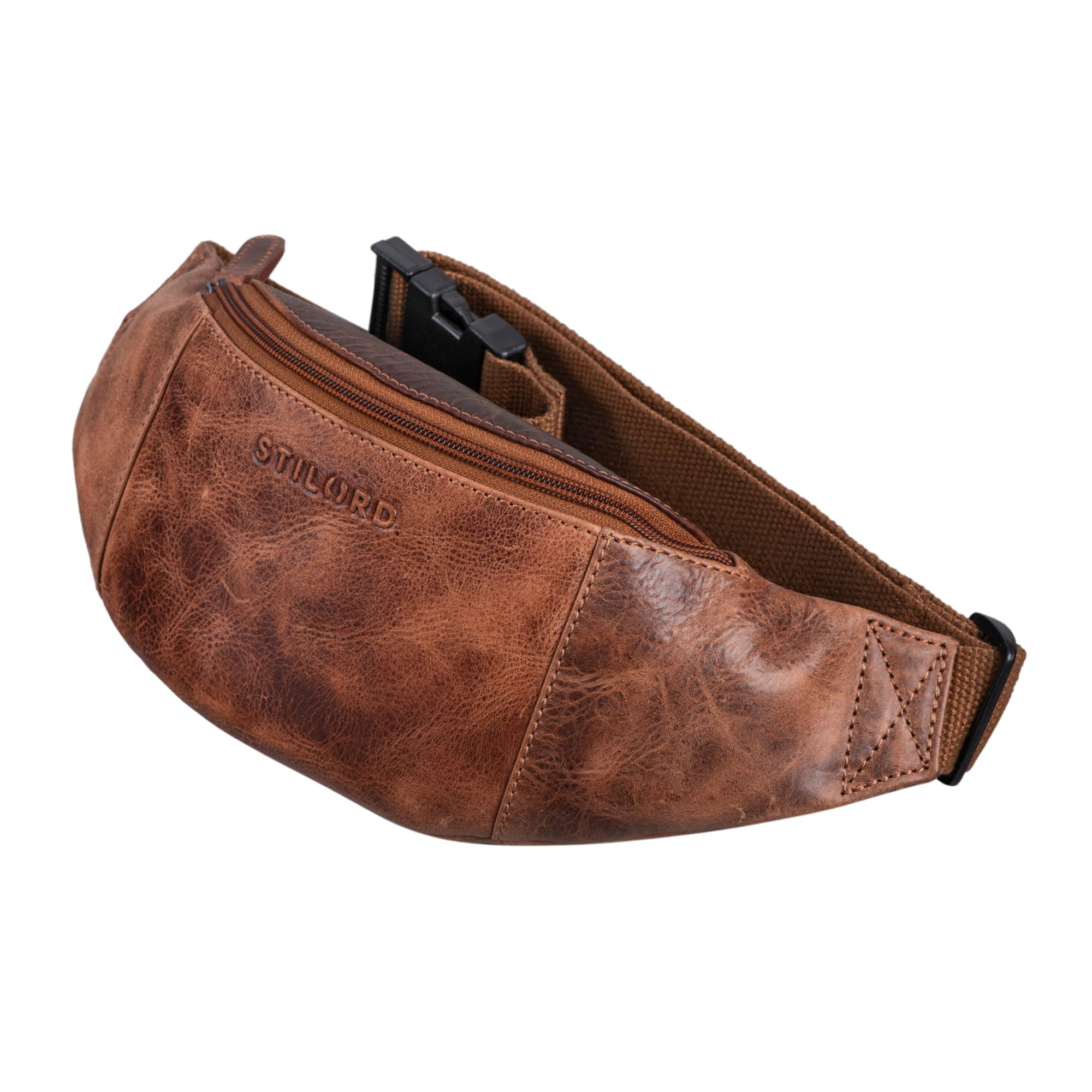 STILORD "Shawn" Large Bum Bag Leather Pouch Bag Fanny Pack Vintage Belt Bag for Men and Women Festival Travel Genuine Leather Colour:Napoli - Brown