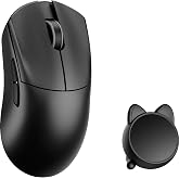 SMACKAPE WLMOUSE Huan 48g Ultra-Lightweight Magnesium Alloy Gaming Mouse,8K Voice &amp; Display Receiver, Dual 8K Wireless/Wired, PAW3950HS Sensor, RGB Wheel Lighting, Nordic 54H20 (Balck(OM Switch))