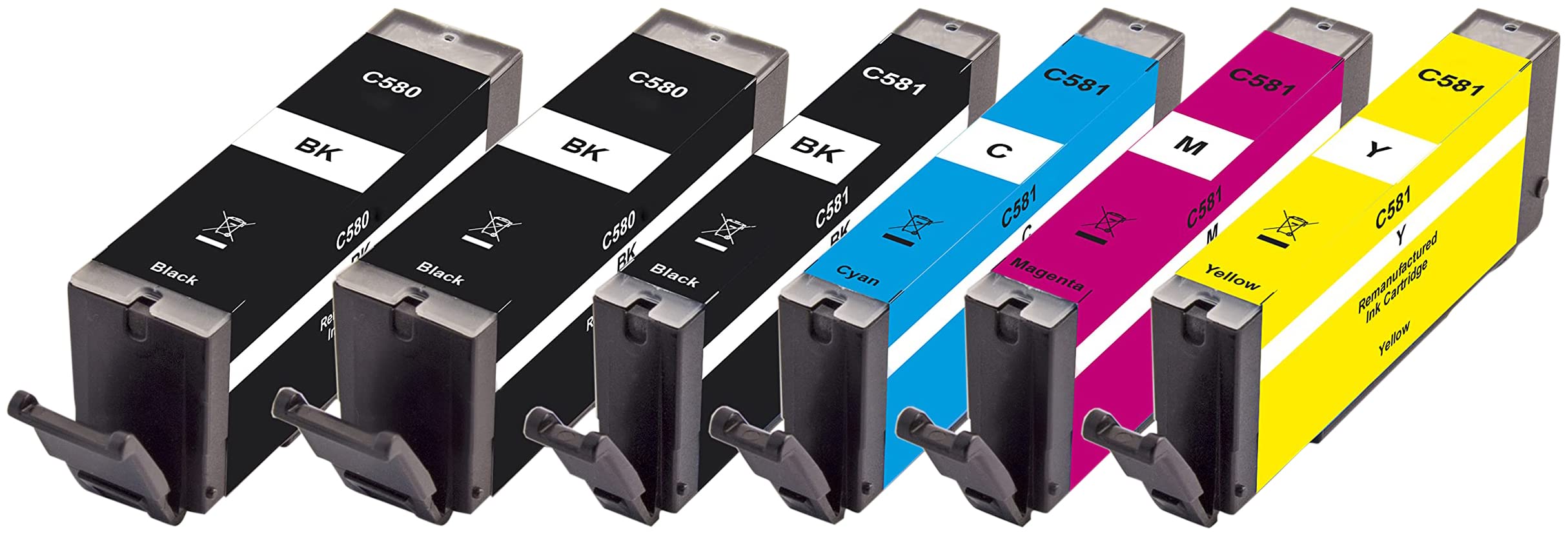 Peach C580/581 Printer Cartridges (2x BK, PBK, C, M, Y) Replaces Canon PGI-580, CLI-581, 2078C005 for e.g. Canon Pixma TR 8550, Canon Pixma TS 6350, Canon Pixma 8TS 350, C. anon Pixma TS 8351
