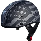 Vega Warrior Motorcycle Half Helmet with Sunshield/Adjustable Size Dial DOT Half Face Skull Cap for Bike Cruiser Chopper Moped Scooter ATV