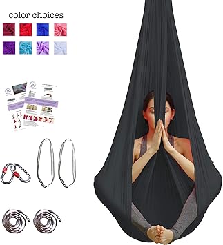 Aerial Yoga Hammock - Premium Aerial Silk Yoga Swing for Antigravity Yoga, Inversion Exercises, Improved Flexibility & Core Strength - Extension ...