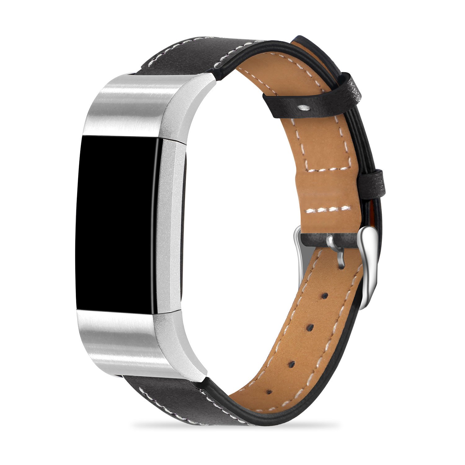 Fitbit Charge 2 Bands - Icheckey Genuine Leather Replacement Wristbands Include Gift Box for Fitbit Charge 2, Large Small Charge 2 Fitness Strap Black