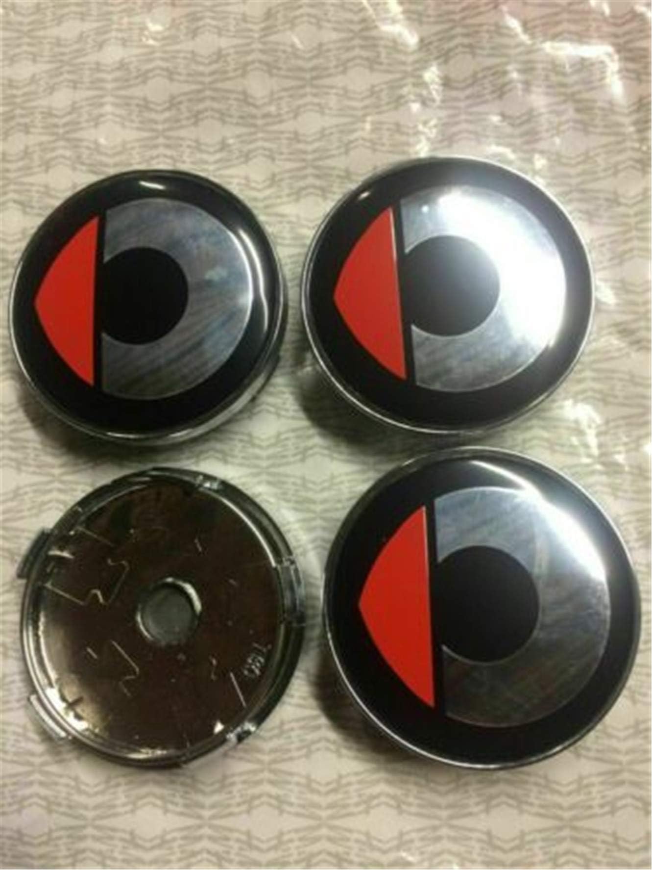 4x Smart Wheel Centre Cap Hub Set 3D Logo Center Caps Logo Red 60mm