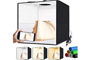 UYLED LUXCEO Light Box Photography, 12"x12" Product Photography Light Box Kit with CRI 95+ Photo Light Box 120 LEDs Lights + 6 Backdrops Portable Lightbox for Jewelry, Toys, Cosmetics Photography