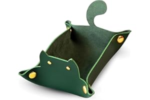 SAGE'S PORTAL Sage’s Portal Enchanted Cat Dice Tray, Portable Snap Assembly, DND Dice Tray for Dungeons and Dragons RPG Tabletop TTRPG (Green)