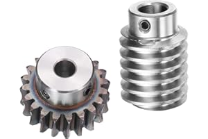 uxcell #45 Steel Worm Gear Set 20T 1.5 Module 20:1 Reduction Rate, Right Rotation Drive Gear Box Wheel Reduce Transmission Part (Gear-8mm Bore 33 mm OD, Rod 12mm Bore)