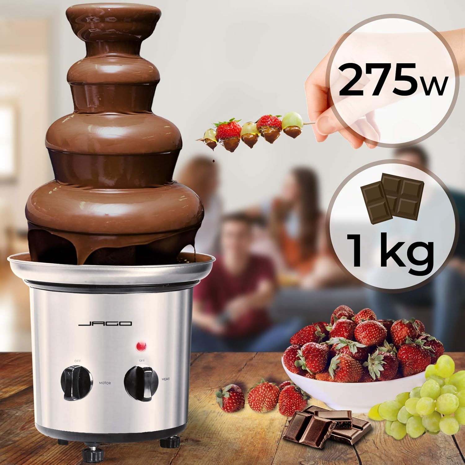 Amazon.de Schokoladenbrunnen 275W 4 Etagen, Kapazität 1 kg