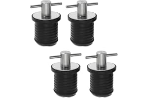 Nayciiy 4-Pc Boat Plug Set - T Handle Drain Plugs with Brass/Stainless Steel Handle (Stainless Steel, 1 Inch)