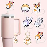 Corgi Straw Topper, Reusable 10mm (0.4in) Cute Dog Straw Covers for Stanley Cup Accessories - Corgi Accessories, Stuff, Things, Gifts for Lovers, Women, Kids, Girls