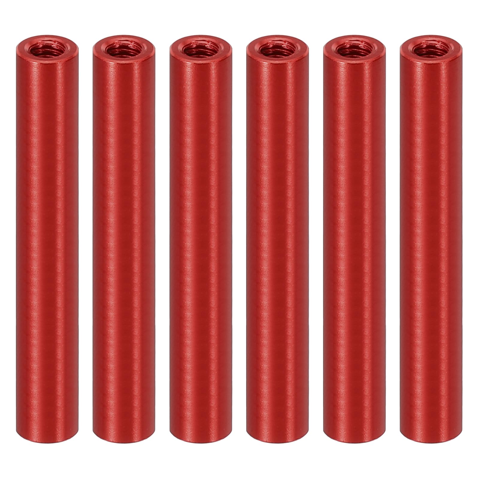 PATIKIL 6pcs M3 Metal Threaded Standoff Spacer Nuts, Round Aluminum Spacers Female Coupling Screws, 1/8" ID x 3/16" OD, Red, (35mm L) โ image 1