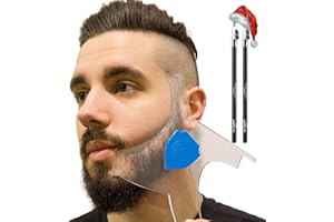 Aberlite ClearShaper 3.0 - Beard Shaper Kit w/Two Barber Pencils - Premium Shaping Tool - 100% Clear | Many Styles - The Ultimate Beard/Hair Lineup (US Patent) - Stencil Guide Template Outliner