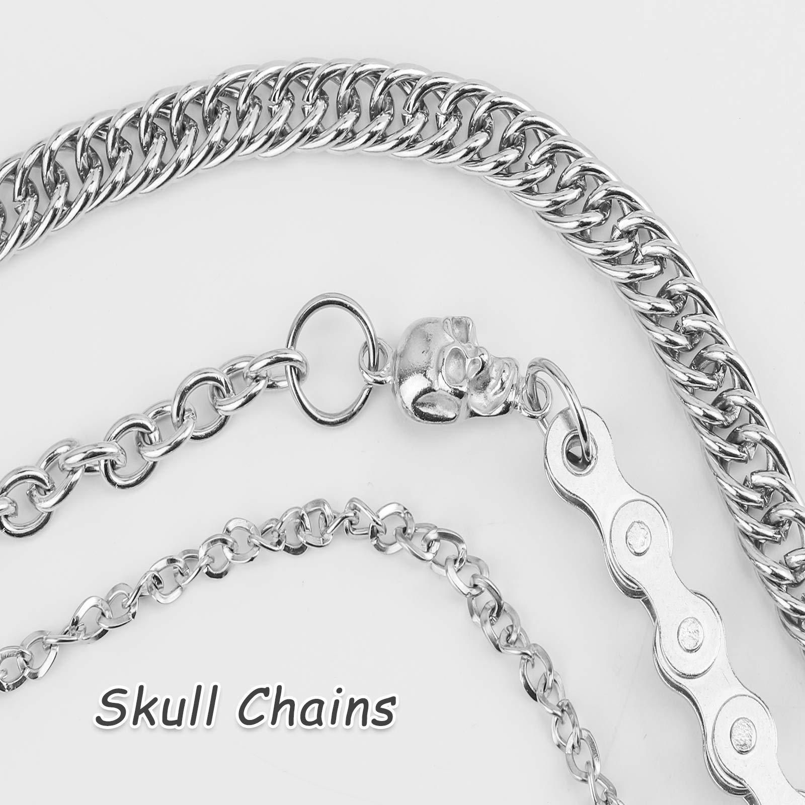 Jeans Chains Wallet Chain Pants Chain, Silver Pocket Chain Skull Chains Hip Hop Rock Chains Punk Gothic Metal Belt Chain Biker Trouser Chain Accessory Jewelry Gift for Men Women