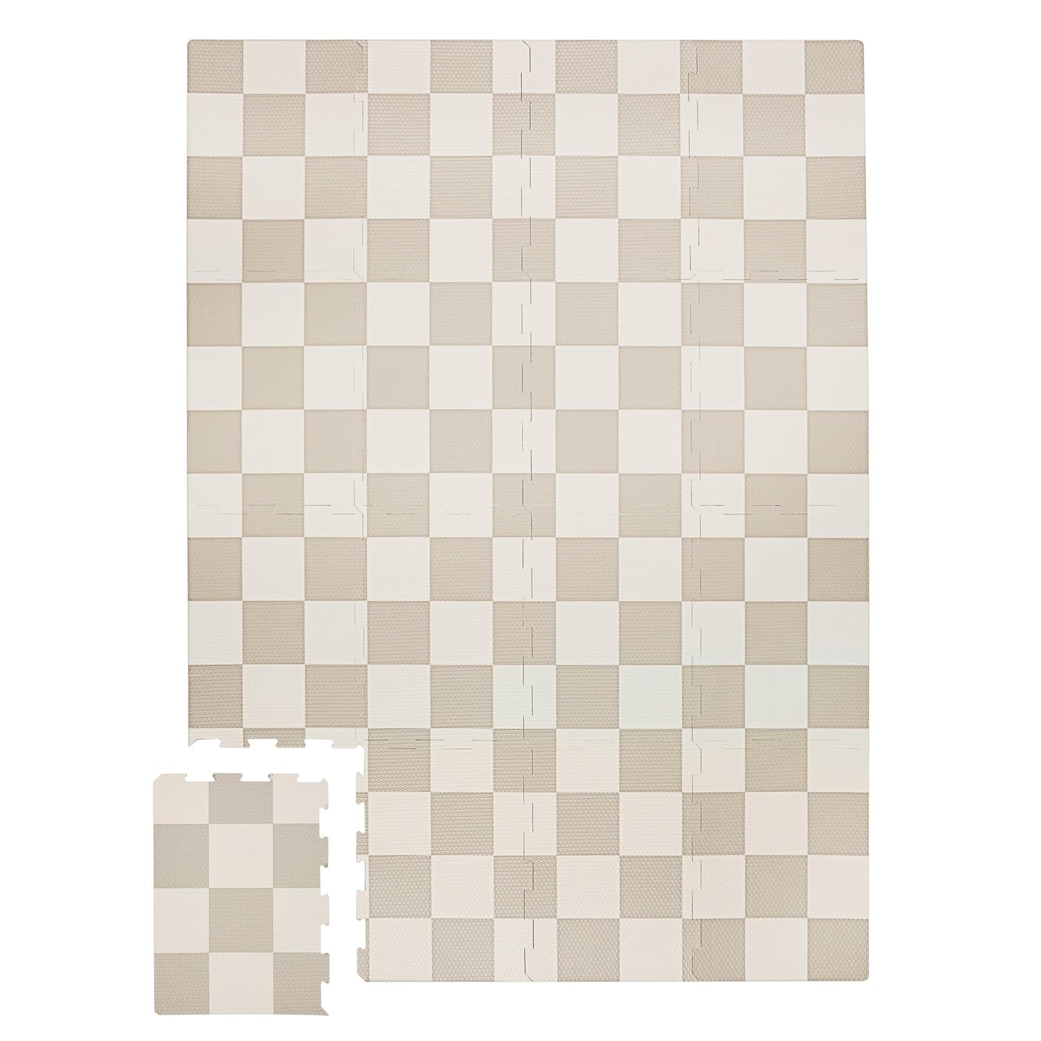3 Sprouts - Foam Puzzle Play Mat - Large Baby Play Mat - Soft Padded Playmat for Floor - Ideal Kids Play Mats for Toddlers - Waterproof Mat - Babies Playmat for Indoors - Checkerboard Beige β image 1