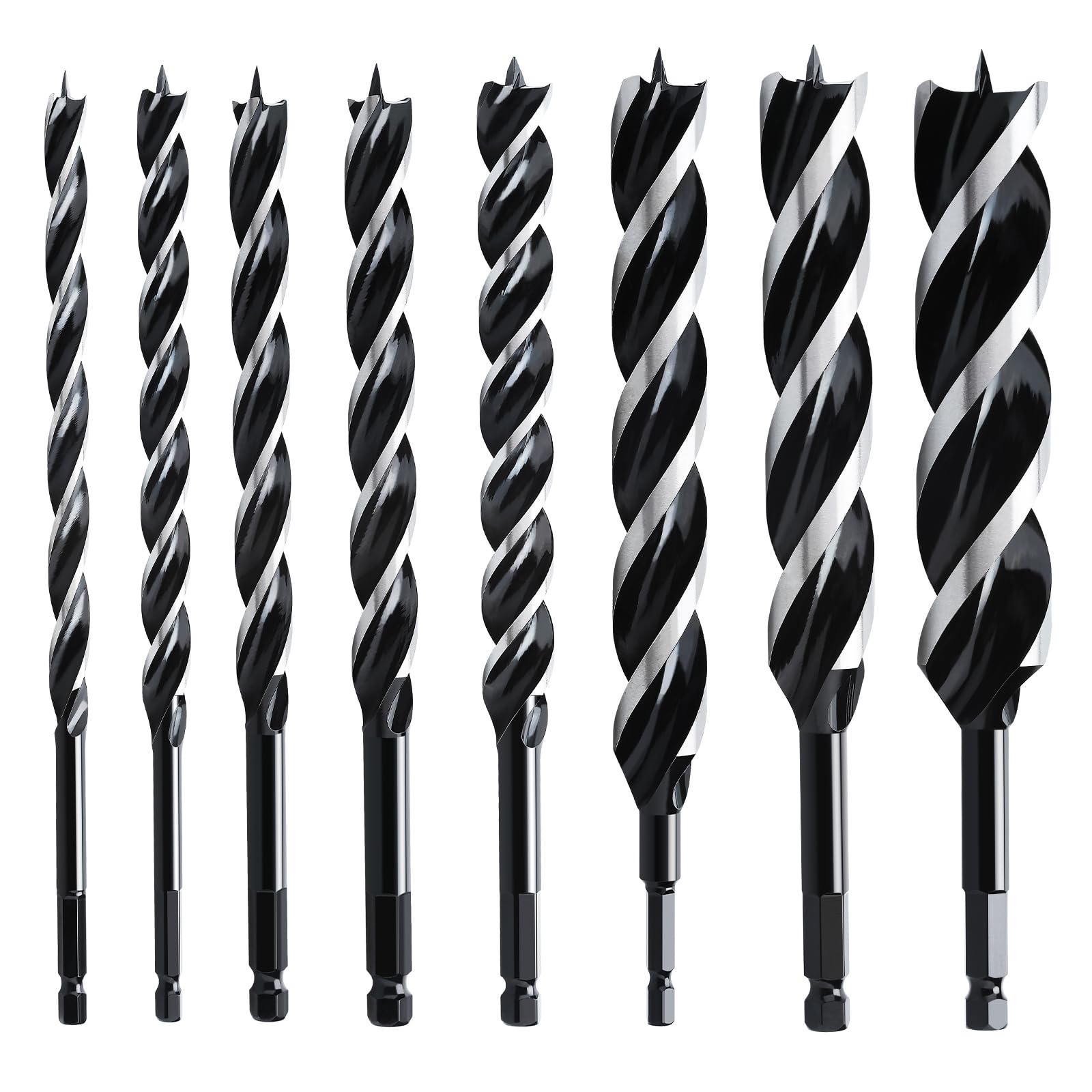 hsawbit Wood Drill Bit Set, 8pcs Auger Drill Bit Set Extra Long Wood Drill Bits 230mm*10mm/12mm/14mm/16mm/20mm/22mm/25mm/32mm