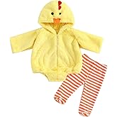 Twopumpkin Baby Chick Halloween Costumes Cute Infant Toddler Girl Boy Duck Costume Cape Sleeve Fuzzy Romper+Striped Leggings