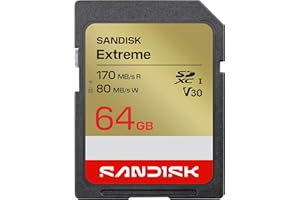 SANDISK 64GB Extreme SD UHS-I Card - Up to 170MB/s Read Speed and 80MB/s Write Speed, 4K UHD Video, U3, V30 - SDSDXV2-064G-GU