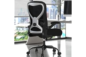 CASASIO Office Desk Chair with Ergonomic Lumbar Support, Extra-Thick Seat Cushion, Flip-up Arms, Breathable Mesh Back, Computer Task Chair for Home Office