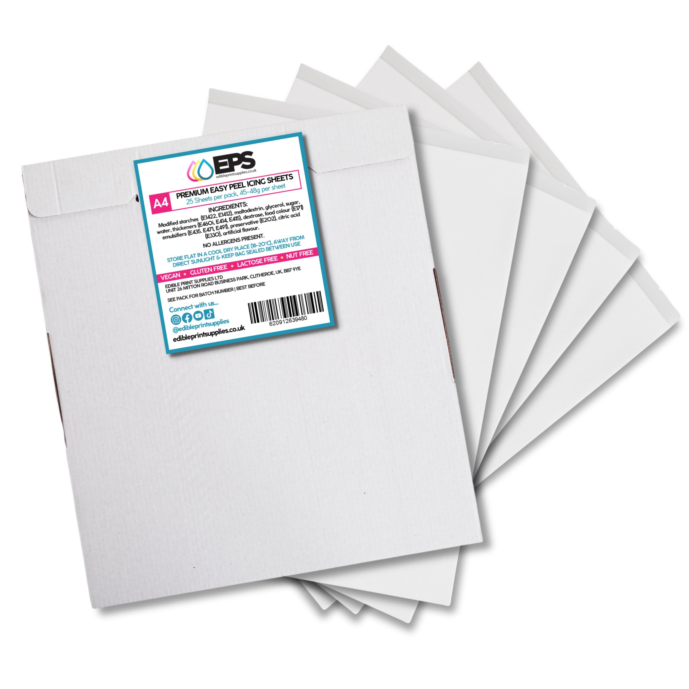 EPS Easy Peel A4 Premium Icing Sheets for Edible Printing - 25 Pack of Icing Sheets for Cake Toppers