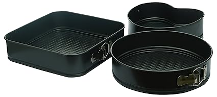 Haneez Aluminium Baking Mould (Large, Black) - Set of 3