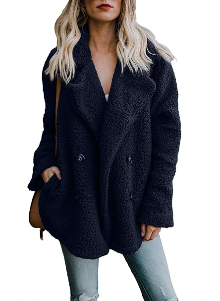 Minetom Damen Mantel Plüschjacke Winterjacke Steppjacke Vorne Öffnen Plüsch Warmen Oversize Boyfriend Outwear Cardigan Lange 