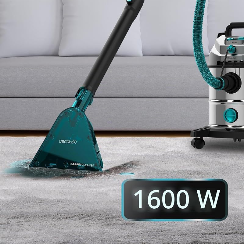 Aspirapolvere Solidi, Liquidi, Tappezzerie e Tappeti con Cavo Conga CarpetClean 20000 Pro Ultra. 1600W, 21kPa di Potenza, Funzione 2 in 1, Capacità 20L, Kit Accessori, Raggio d'Azione 7m