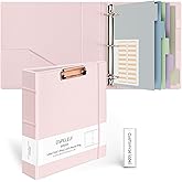 Ospelelf 3 Ring Binder with Clipboard 2 Inch Leather Binder for Letter Size (8.5" x 11"), Clipboard Binder with 5 Tab Dividers Back to School Supply, Pink