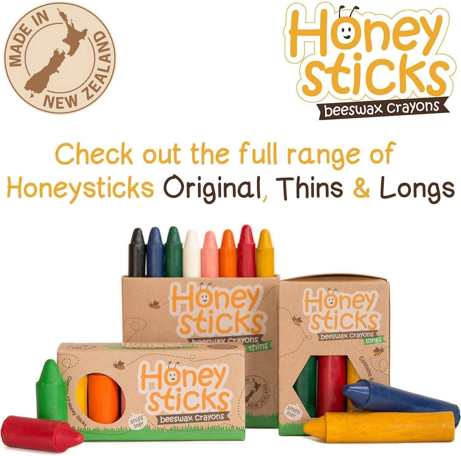 Honeysticks 100% Pure Beeswax Crayons Natural, Safe for Toddlers, Kids and Children, Handmade in New Zealand, for 1 Year Plus (12 Pack): Toys & Games