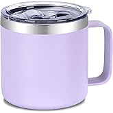 VEGOND 14 oz Insulated Coffee Mug with Handle, Stainless Steel Travel Coffee Mug with Lid, Double Wall Vacuum Metal Coffee Cup, Coffee Tumbler Powder Coated, Purple 1 Pack