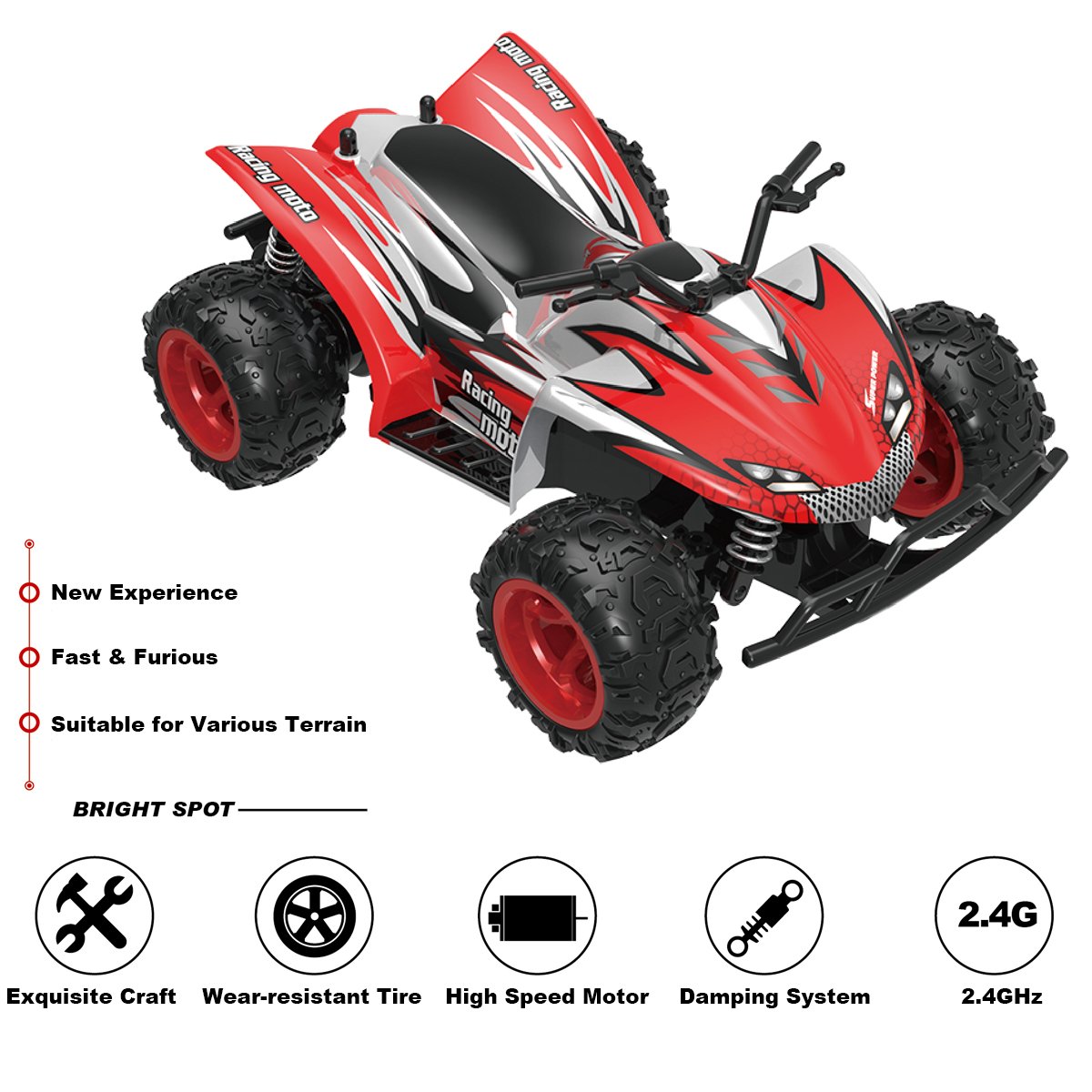 Fistone RC Car 1:22 High Speed Racing Car Monster Truck Off Road Dune Buggy 2.4GHz Wireless Receiver Remote Control Hobby Toys for Kids & Adults