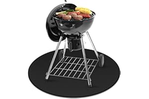 LBTING Under Grill Mat, Round 36" Fire Pit Mat Deck Patio Grass Protector Fireproof Pad for Outdoor BBQ, Flat Top Gas, Propane Burners, Charcoal Grills - Black