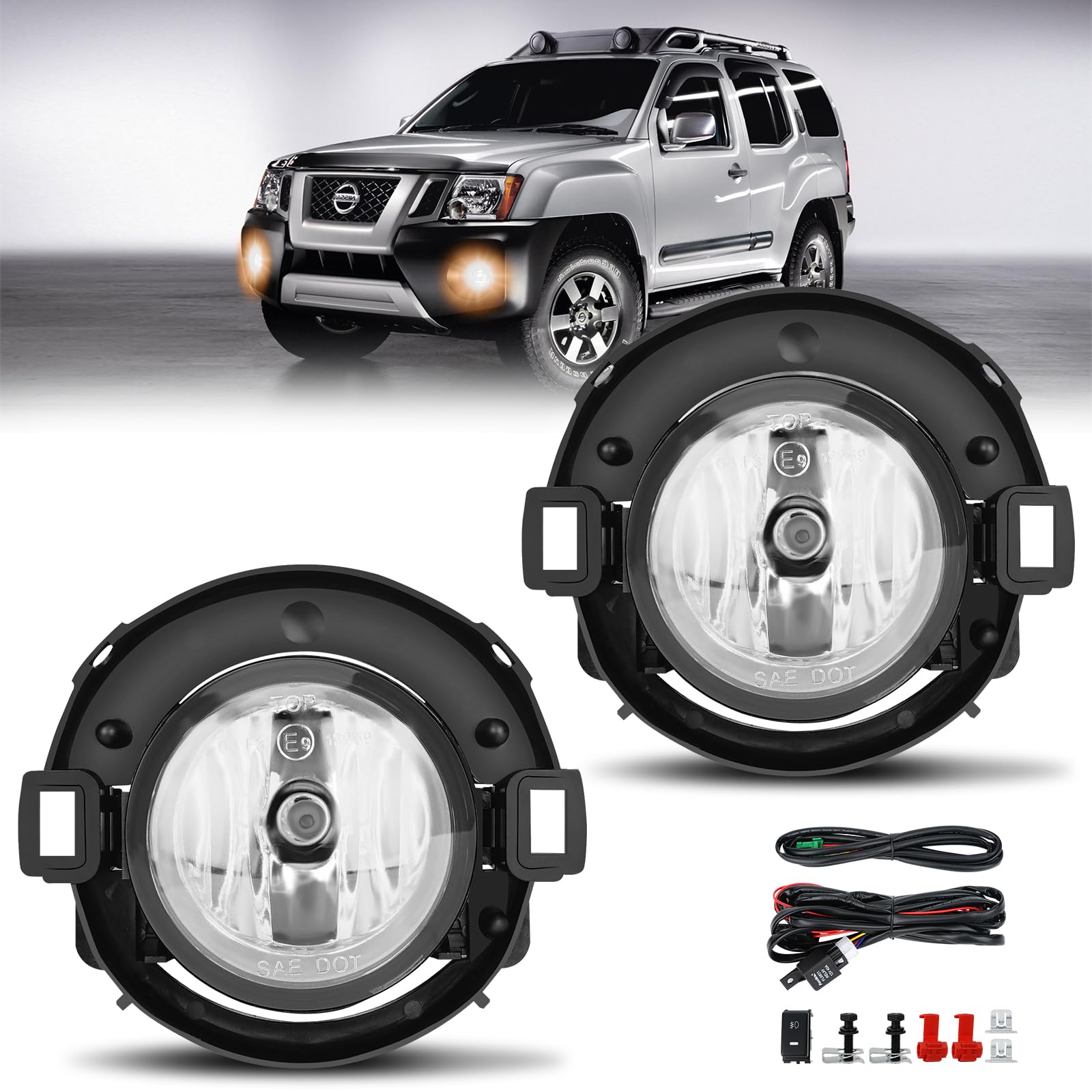 Photo 1 of TangMiGe Fog Lights compatible with Nissan Xterra 2005-2015, Nissan Frontier 2010-2019, with Plastic Bumper Only, 1 Pair Fog Lamps, 26150EA025 NI2590102 (Clear)