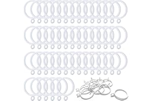 ANJUU 48 Pack 38mm Inner Diameter Metal Curtain Drape Sliding Eyelet Rings White Tone