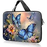 14" 15" Laptop Handle Bag Computer Bag,14.2" 15.4 inch Pouch Holder Notebook Sleeve Cover Compatible for Dell,Lenovo,Toshiba HP, Asus Notebook Messenger Briefcase-Blue butterfly