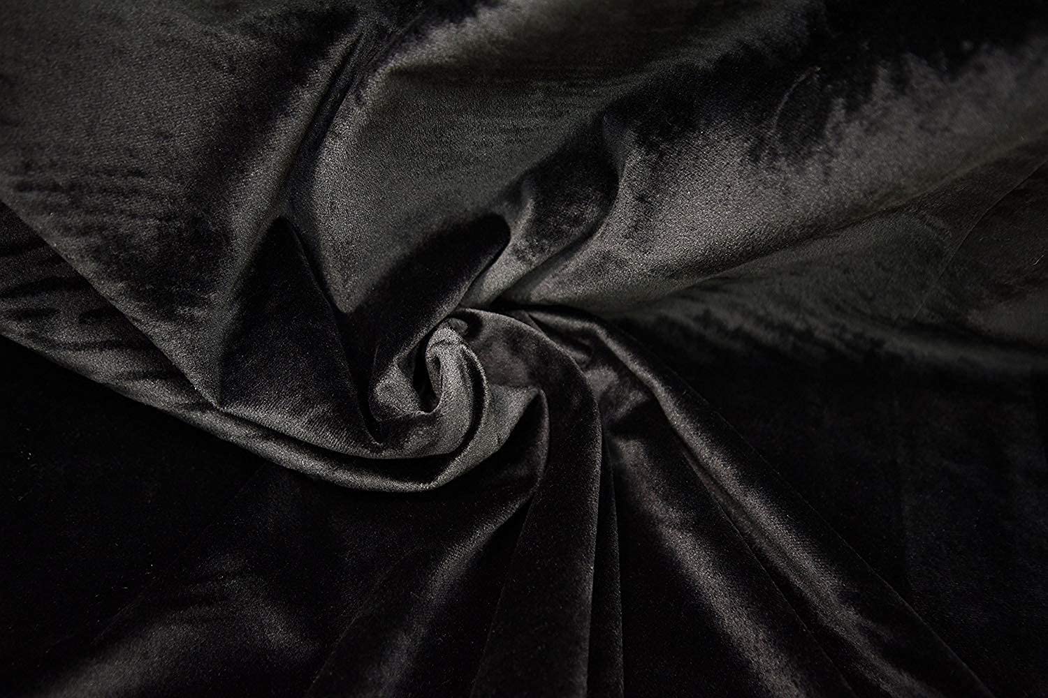 Novato Textiles Plain Velour Heavyweight 4 Way Stretch Spandex Velvet Fabric (Black, 2 Meter)