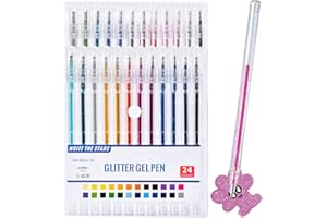 SZTCECDM 24 Colors Retractable Glitter Gel Pens for Adult Coloring Books, Metallic Glitter Paint Pens for Journaling, Art, Sk