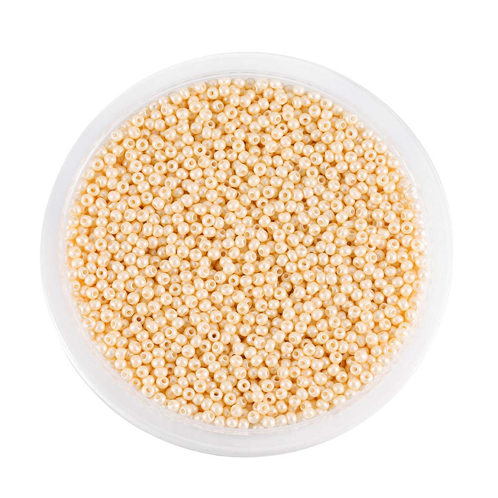Around 9000pcs Opaque Glass Seed Beads Round Pony Bead Mini Spacer Beads 2mm for Jewellery Making Hair Accessories Beadwork Craft (Wheat)