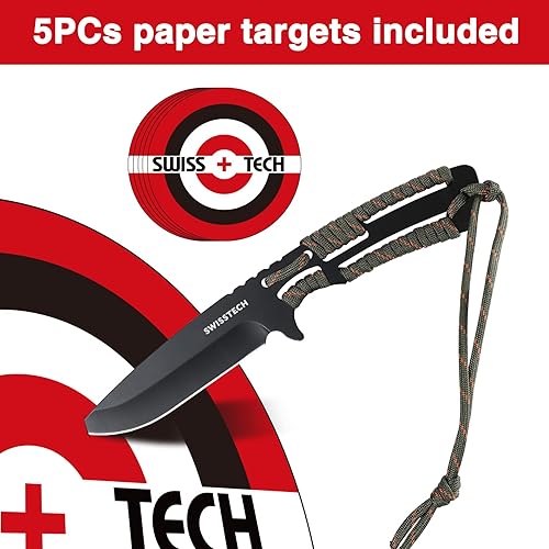 Swiss+Tech 3-Piece Fixed Blade knife, 9-inch Camping Knife, 4-1/2