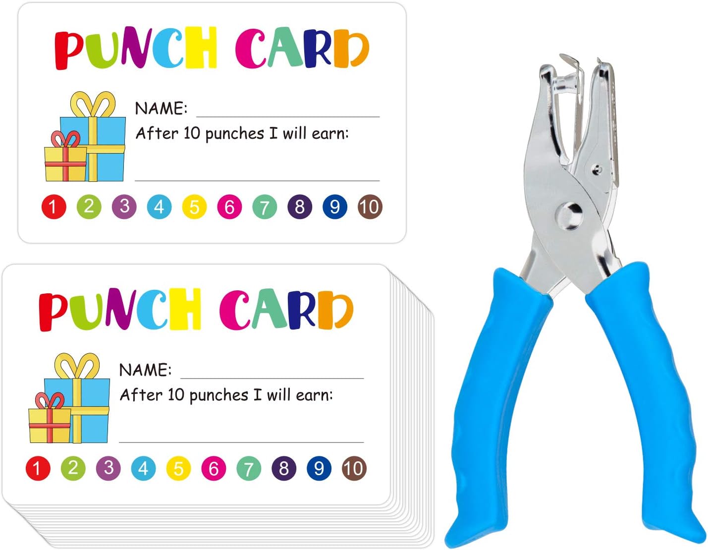 OUNENO 180 Pack Reward Punch Cards Behavior Incentive Awards for Kids Students Teachers Home Classroom School Business Loyalty 2" x 3.5" (20-Hole) : Office Products