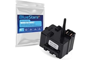 BlueStars Ultra Durable WR07X10097 12uF 250VAC Relay and Overload Assembly Replacement - Compatible with G.E Refrigerators - Replaces 1265640 AP4300623 PS1766101 513604045