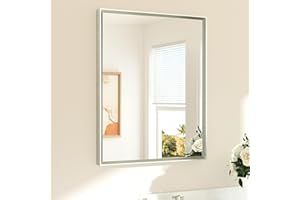 TETOTE Brushed Nickel Bathroom Mirror 24" x 30" Rectangle Beveled Frame Bathroom Vanity Mirror for Over Sink Brushed Nickel, Tempered Glass, Stronger Frame, Modern Farmhouse Bedroom, Entryway