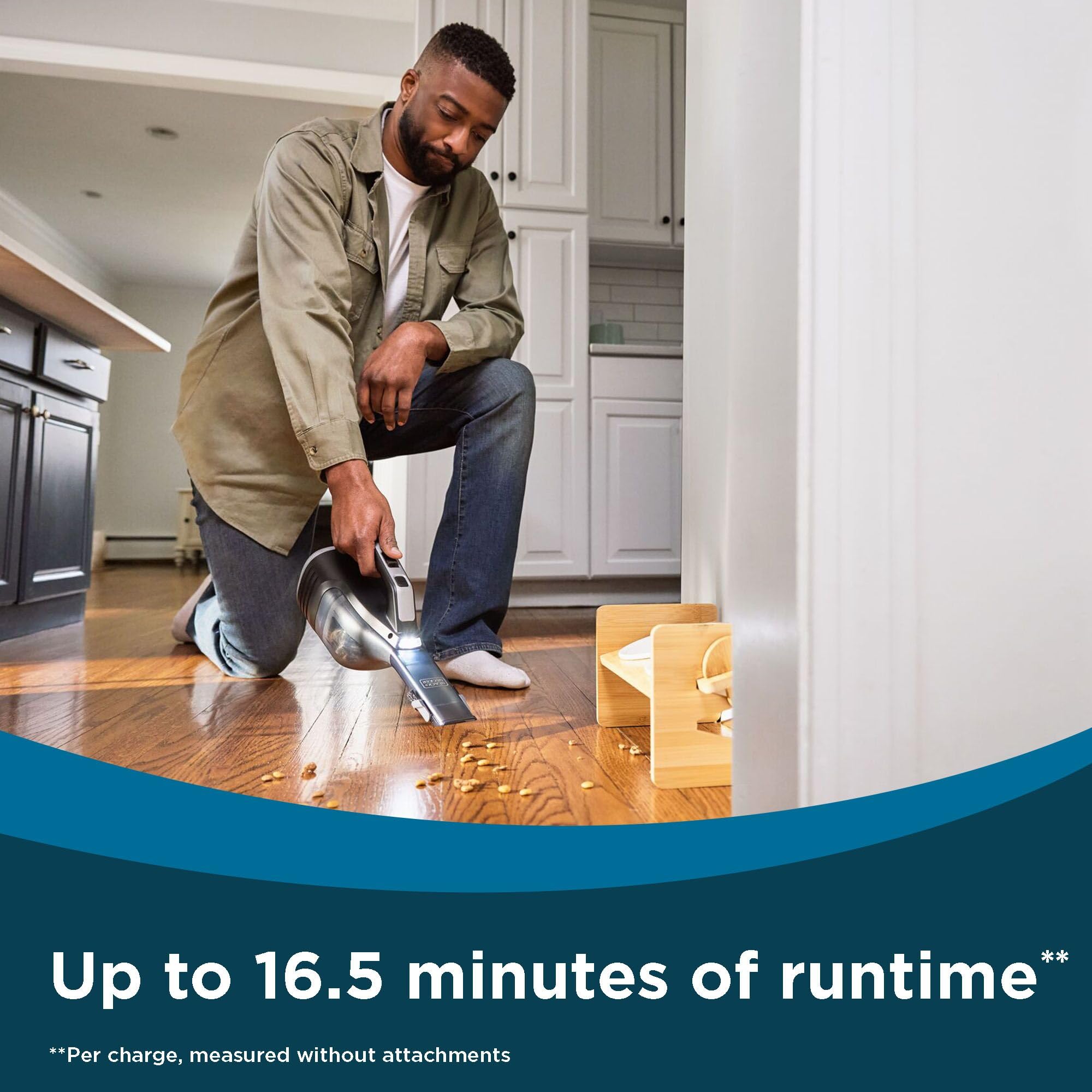 BLACK+DECKER dustbuster reveal Handheld Vacuum Cordless, Car Vacuum Portable Cordless, LED Light, Long Run Time, Rechargeable Lightweight Dust Buster, Includes Crevice Tool, Charging Base (HLVD320B42)