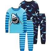 Dolphin&Fish Boys Pajamas 4Piece Toddler Kids Pjs Sets Cotton Toddler Clothes Sleepwears