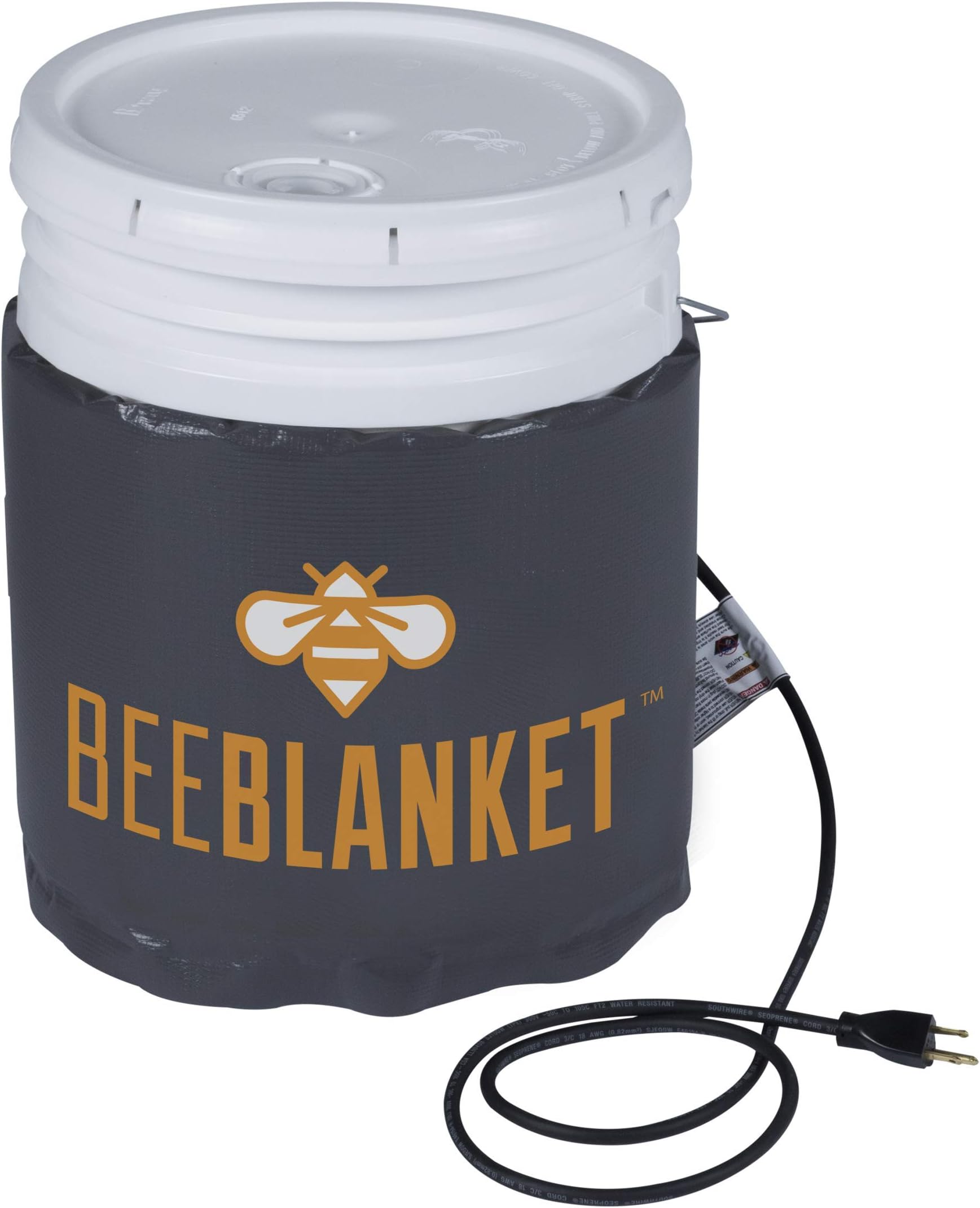 Powerblanket BB05 Bee Blanket 5 gal Pail Heater, Honey/Bucket, 120W, 120V, Charcoal Gray