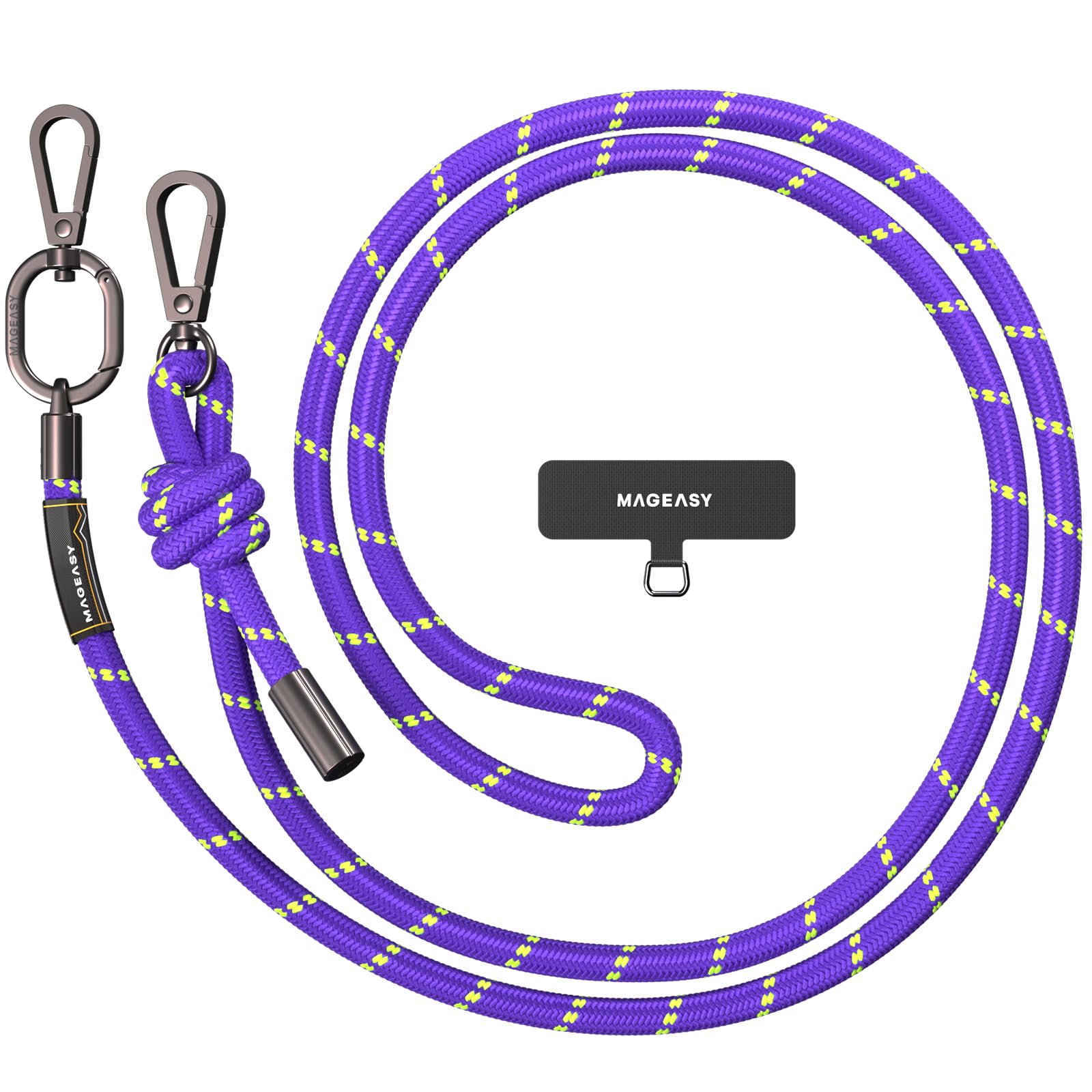 Photo 1 of MAGEASY Universal Cell Phone Lanyard - Anti-Theft Thick Rope Crossbody Phone Strap for iPhone 17 Pro Max & Most Smartphones, for Men & Women | 8.3mm Pruple/Green