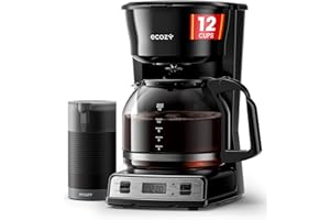 ecozy 12-Cup Programmable Coffee Maker with Electric Coffee Grinder Combos, Drip Coffee Machine with Pause & Pour Function, Auto Shutoff, Keep Warm, Brezzano DuoSet