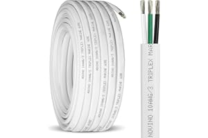 NOVINO Marine Wire 10 Gauge,10 AWG Marine Grade Wire,10/3 Triplex Boat Cable,10 Gauge Oxygen-Free Copper Cable for Automotive RV Boat Speaker Solar Outdoor - 20ft
